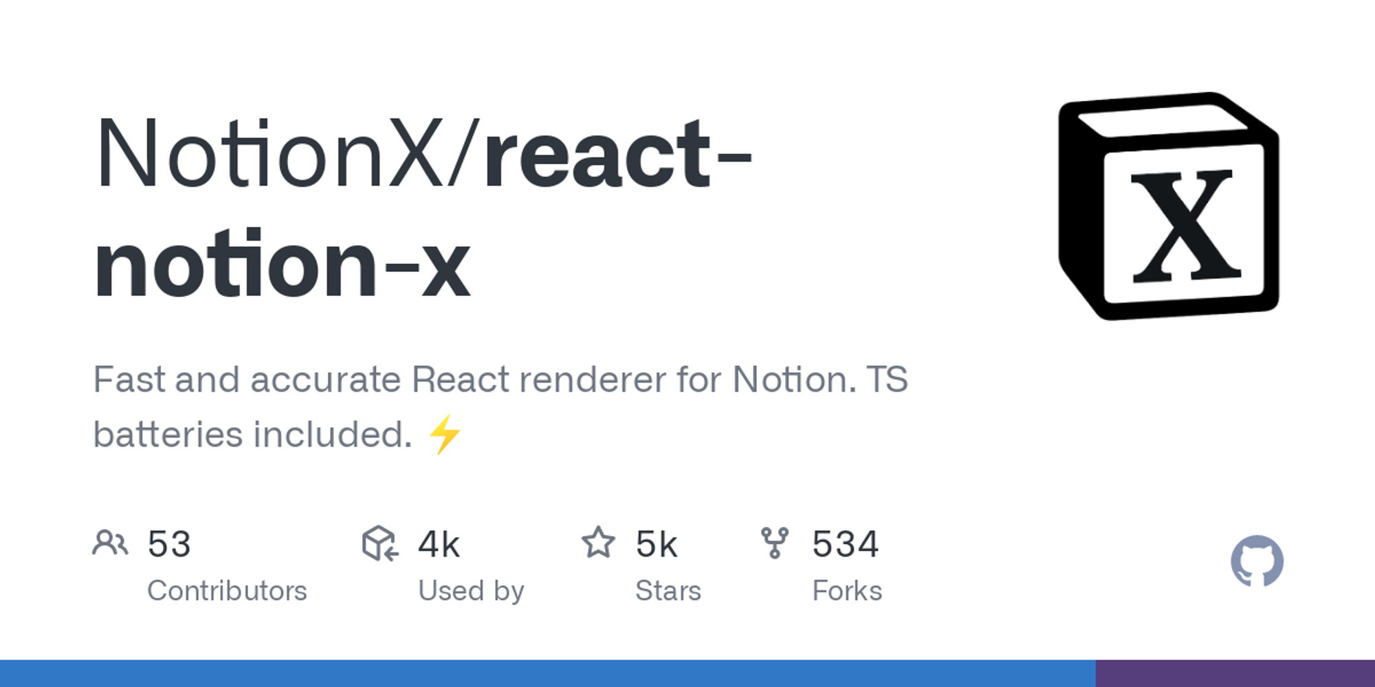 GitHub - NotionX/react-notion-x: Fast and accurate React renderer for Notion. TS batteries included. ⚡️